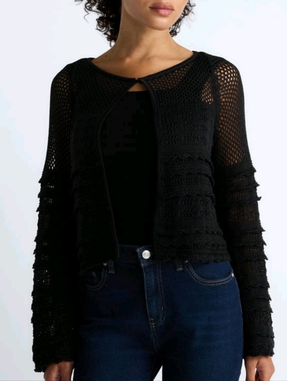 Scoop Stitch Mix Button Front Cardigan, Size Small NWT